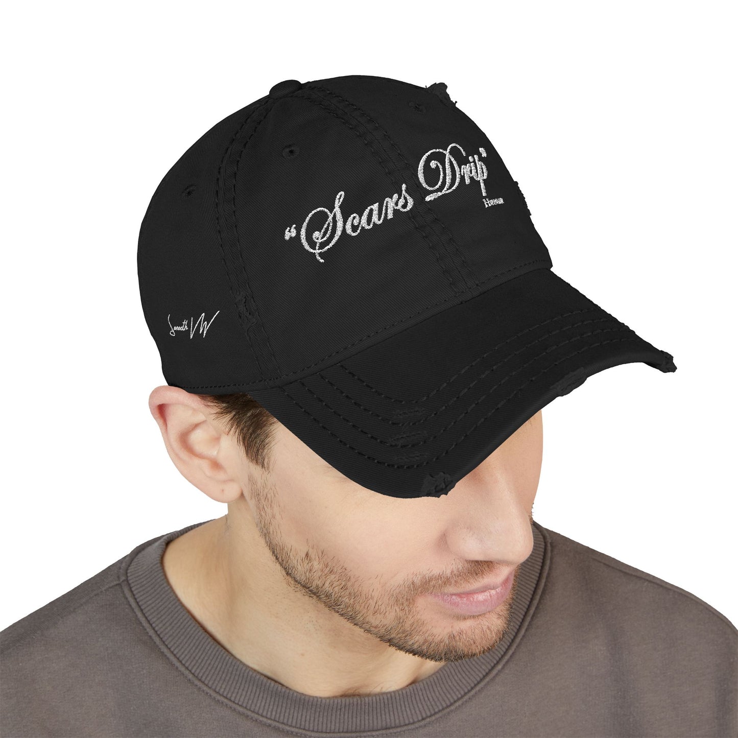 "Scars" Distressed Hat - Embroidery